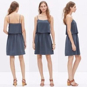 Madewell Silk Overlay Cami Dress, Dusty Blue